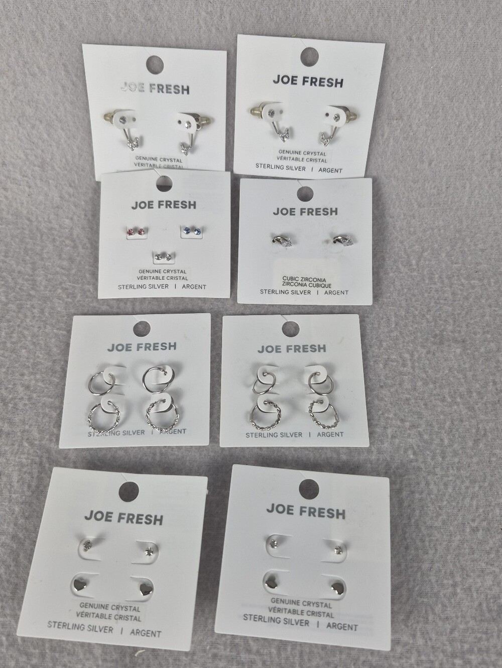 Joe Fresh Sterling Silver Hoop & Stud Earrings Bundle - 14 Pairs